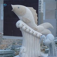  石雕鲤鱼动物喷泉雕塑