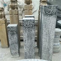 庭院拴马桩石雕 青石祥云石柱雕塑