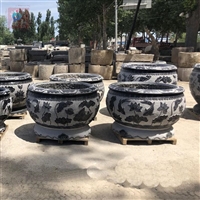  做旧仿古石雕水缸 庭院景观雕塑