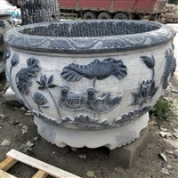 庭院景观摆件 青石做旧石雕水缸 