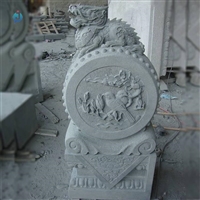  石材雕刻小狮子抱鼓石仿古石雕