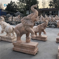  晚霞红动物雕塑石雕大象