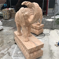 石雕大象 晚霞红动物雕塑