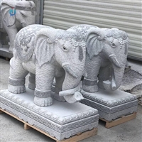 石雕汉白玉大象 传统雕刻动物石雕