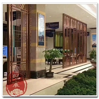 江西酒店大堂屏风 简单款式不锈钢双镜面黑金加长隔断 十年工厂