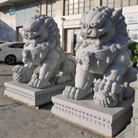  大理石石雕狮子 庭院门口摆放
