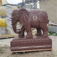吉祥如意石象 石雕大象一对  