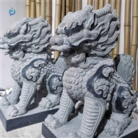 动物雕刻 芝麻黑麒麟石雕