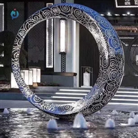 不锈钢雕塑 水景发光月亮