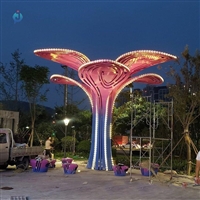  发光花朵雕塑 不锈钢金属造型摆件