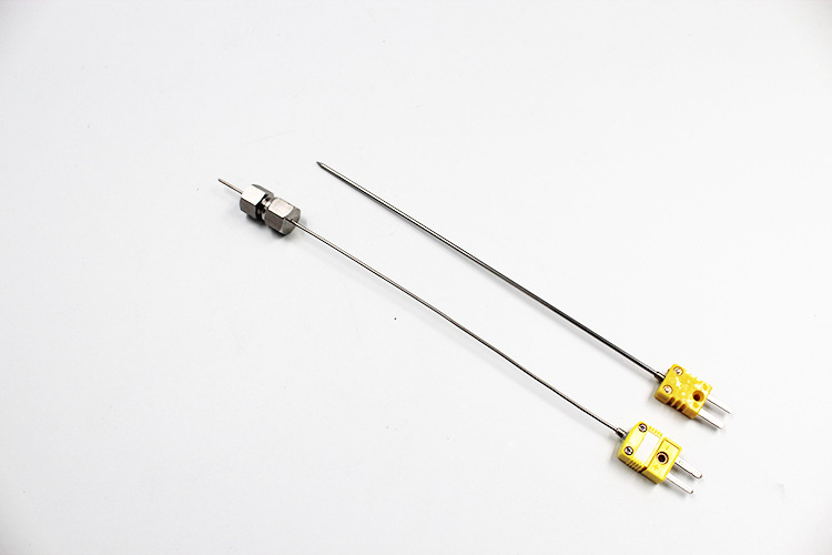 k型热电偶 铠装热电偶带黄插头内螺纹-50-300℃低温热电偶可弯折