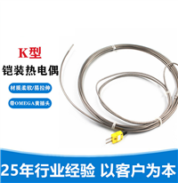 厂家直供K型铠装热电偶WRNK-191温度传感器直径3mm带黄插头可定制