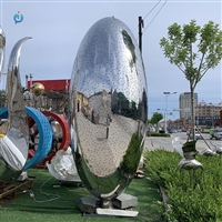 不锈钢镜面镂空发光椭圆形雕塑 