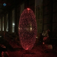 镜面不锈钢镂空发光椭圆形雕塑 