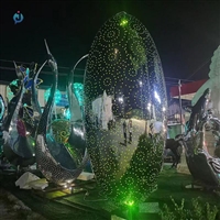 镜面不锈钢发光椭圆形雕塑 