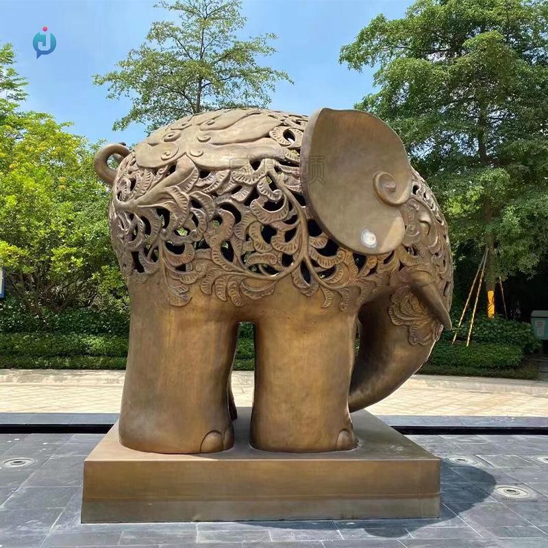 广场景观动物雕塑 不锈钢镂空大象