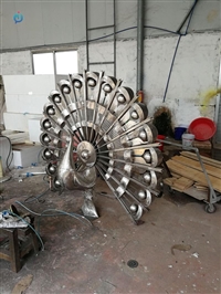  广场不锈钢抽象孔雀动物雕塑