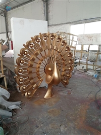  动物雕塑 不锈钢抽象孔雀