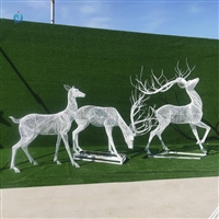 不锈钢园林发光鹿雕塑