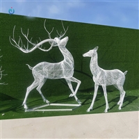 园林不锈钢镂空发光鹿雕塑