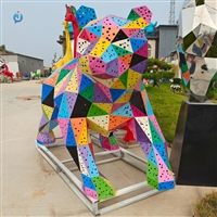  不锈钢切面动物 抽象发光熊雕塑 