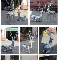 不锈钢鹿雕塑仿真动物 镜面鹿雕塑园林景观摆件 大型不锈钢雕塑摆件