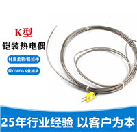 K型铠装热电偶WRNK-191温度传感器直径3mm带黄插头可定制