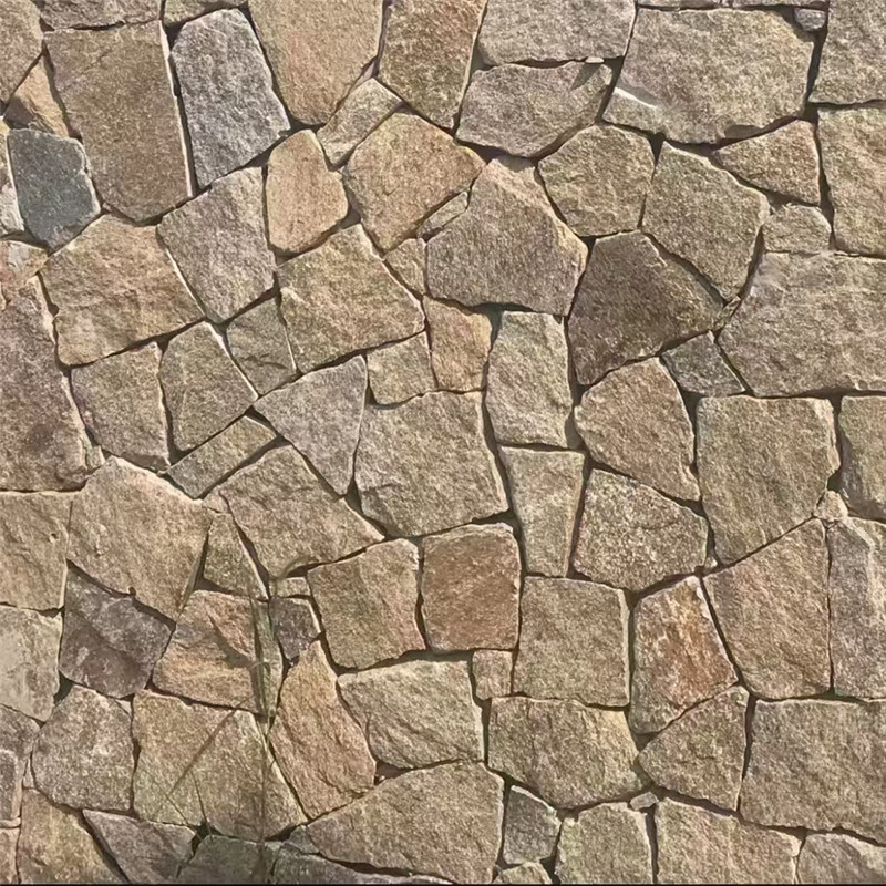 虎皮石外墙文化石 不规则板岩碎拼石 园林景观石头墙