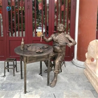  吃火锅人物雕塑 民俗人物铜雕