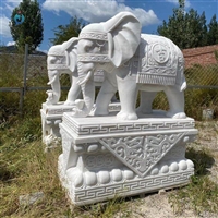 晚霞红门口大象 大理石大象石雕