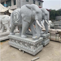  花岗岩门口大象 大理石母子象石雕