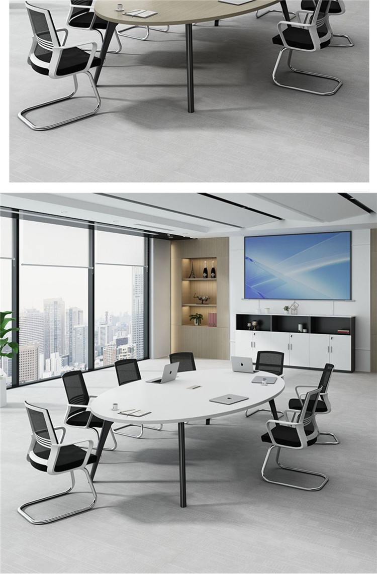 椭圆形会议桌 板式洽谈长桌 办公培训桌椅组合 宽大桌面 承重力好