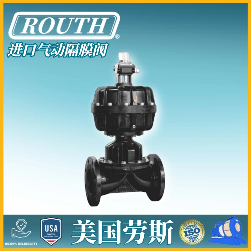 美国劳斯 进口气动隔膜阀 RTG 衬胶 衬氟 塑料 球墨铸铁 无衬里 ROUTH