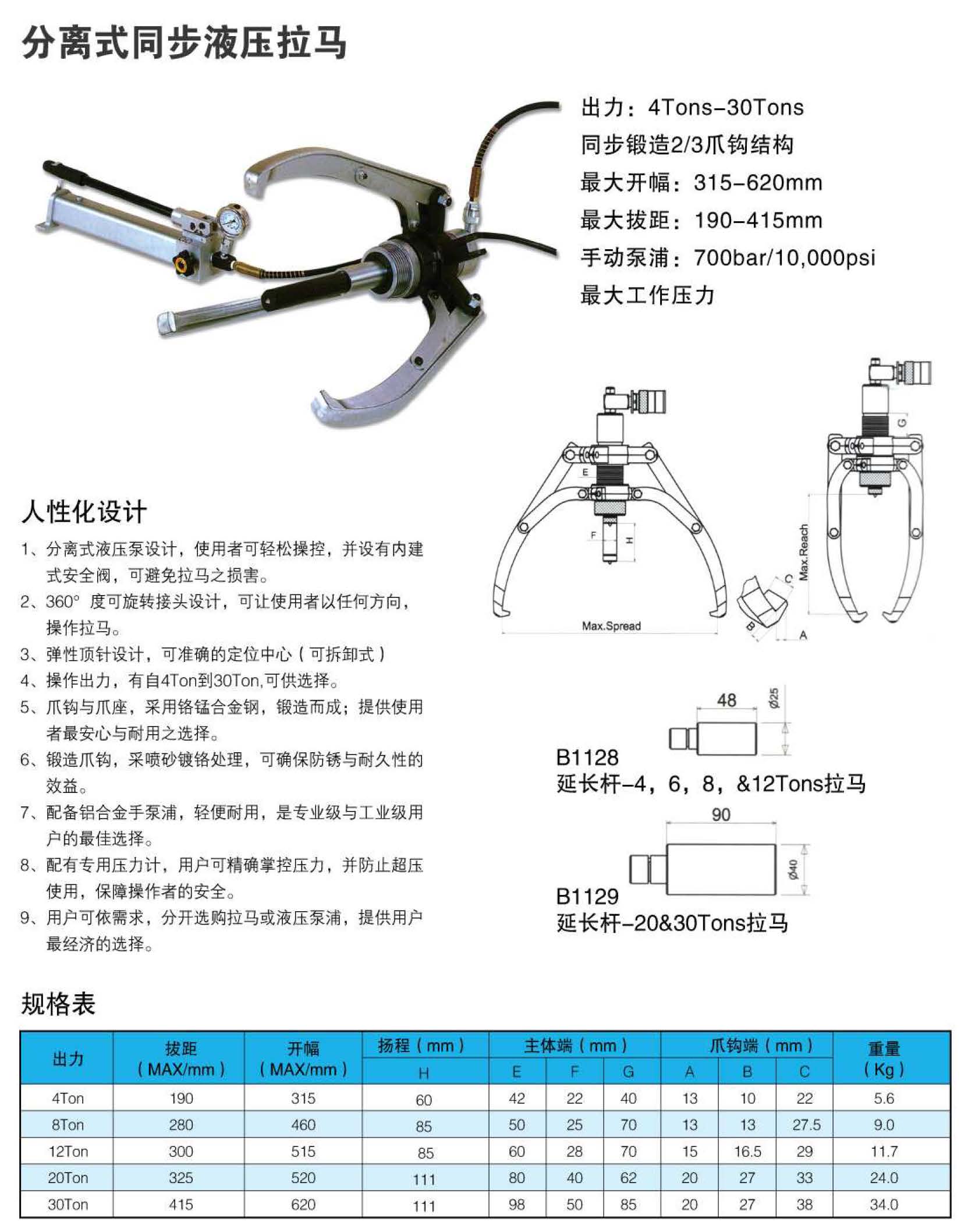 液压拉马型号及规格图片