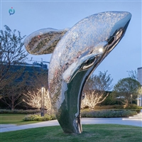 发光不锈钢鲸鱼雕塑镂空动物 