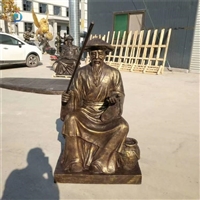 铸铜人物雕塑姜太公钓鱼雕像 