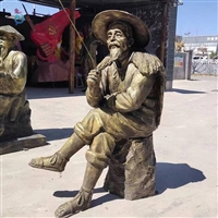 姜太公钓鱼铸铜人物雕塑