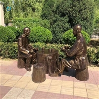 广场茶文化主题雕塑定制   仿铜喝茶人物雕塑 