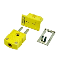 K型热电偶小黄插头SMPW-K-MF面板插座 黄色公母接头接插件