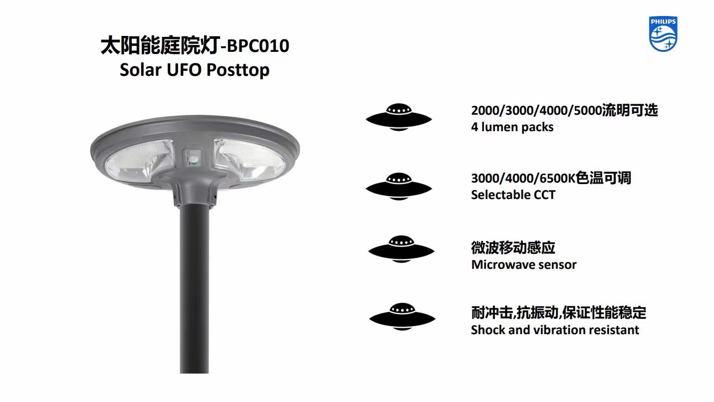 飛利浦BPC010系列人體感應變色溫LED太陽能庭院燈