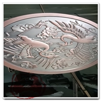 孔雀图案紫铜彩绘浮雕 瑞兽类黄铜雕刻装饰壁画