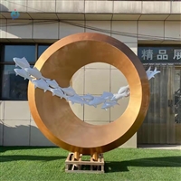  镂空发光雕塑  城市镜面不锈钢环形