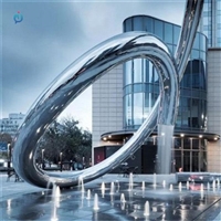 城市镜面不锈钢环形 镂空发光雕塑 广场园林景观摆件
