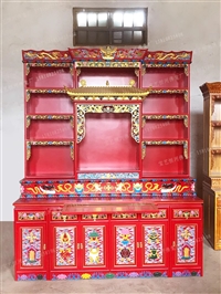 实木雕刻彩绘藏式佛龛 家用分体密宗佛堂佛柜
