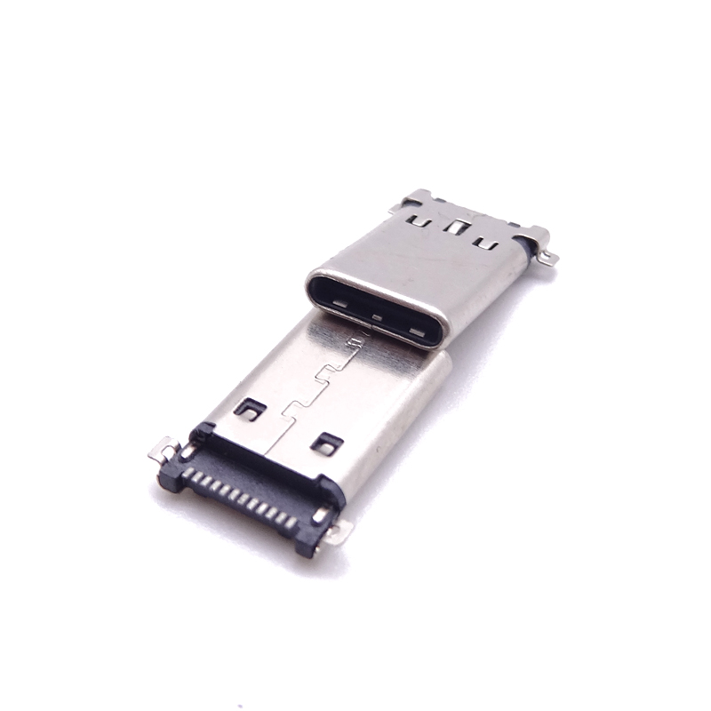 TYPEC16P公头沉板SMT全贴黑胶电子PCB板连接器