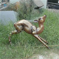 城市母子鹿动物标志铜雕 