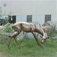 广场母子鹿动物标志铜雕 