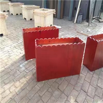 天津绿化工程实木花箱厂家定制碳化木花箱
