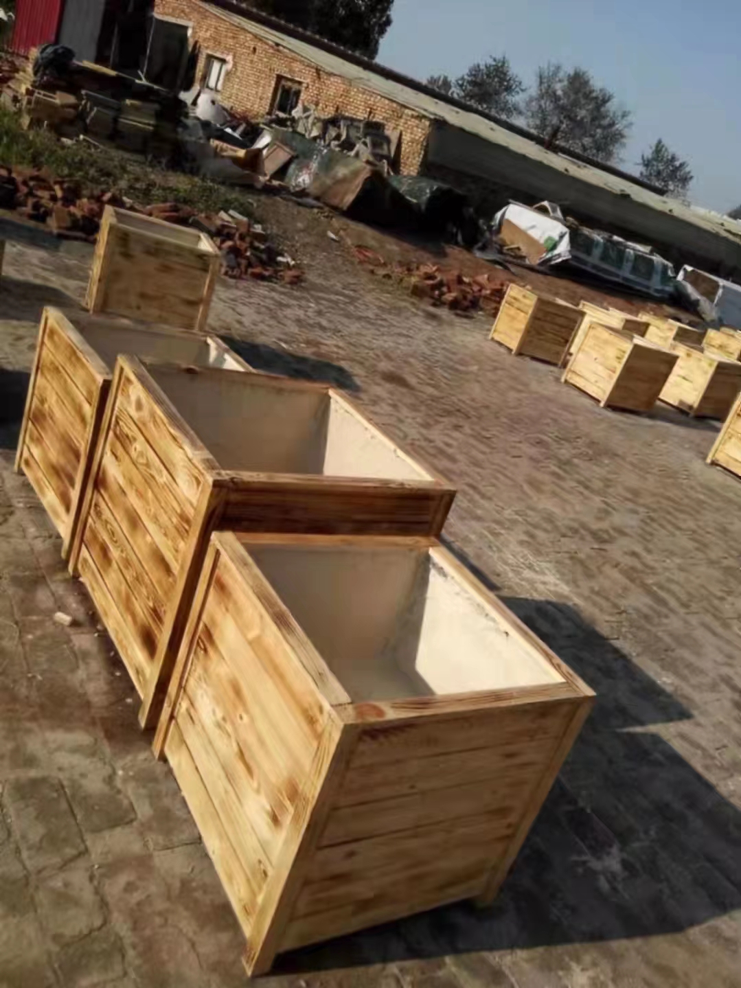 天津绿化种植户外花箱生产实木花盆