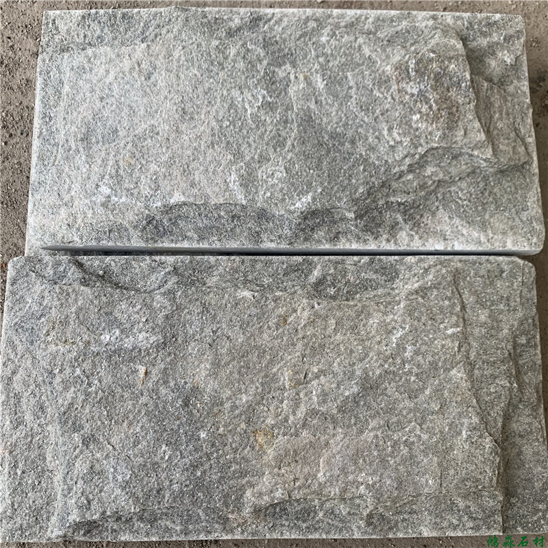 绿化田园-灰色青石板碎拼石 不规则毛石片岩 浅灰色蘑菇石